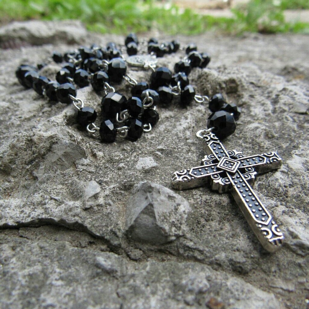 Black Glass Rosary